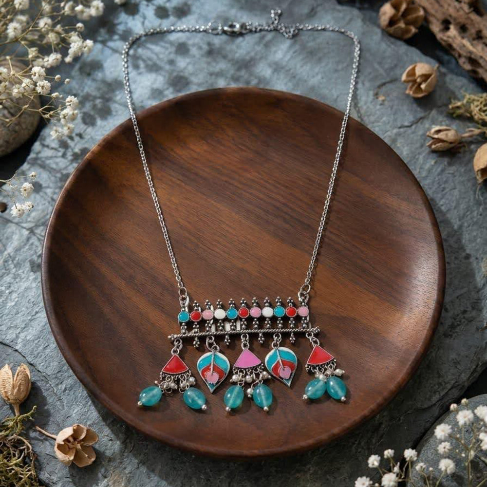 Dhirish International Beautiful Meenakari And Beads Necklace Women