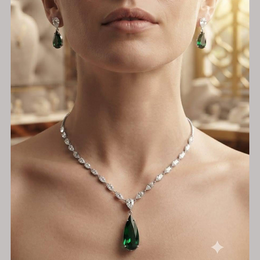 Dhirish International Royal American Diamond Necklace Jewellery Set