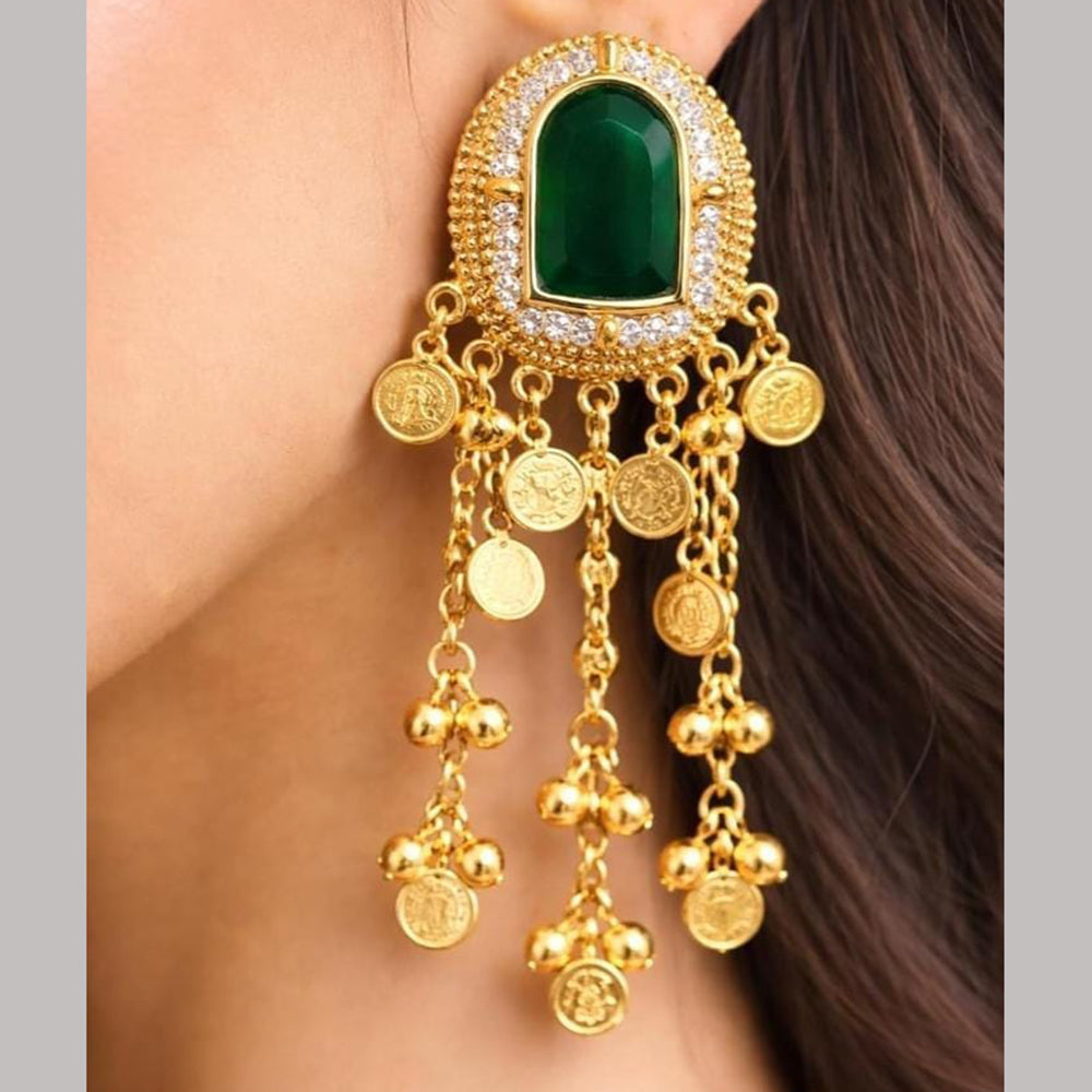 Dhirish International Classic Pota Stone And Pearl Kashmiri Dangler Earrings