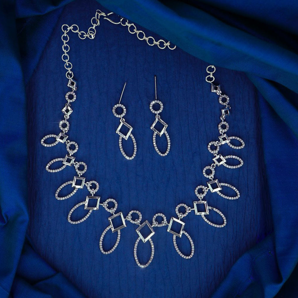 Dhiraj Sales Silver Plated Austrian Stone Necklace Set