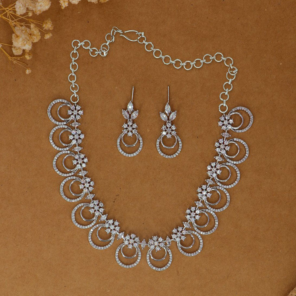 Dhiraj Sales Silver Plated Austrian Stone Necklace Set