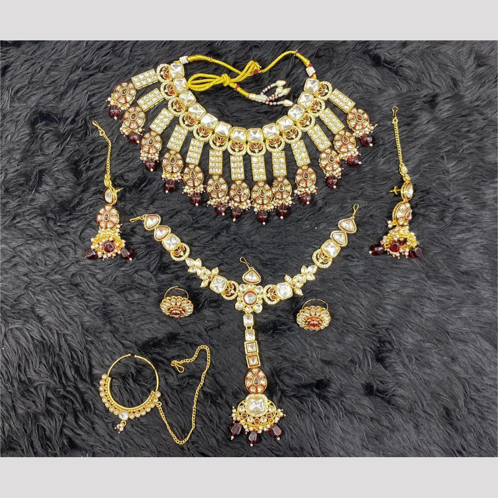 Dhiraj Sales Glamorous Kundan Beads Semi Bridal Meenakari Necklace Set