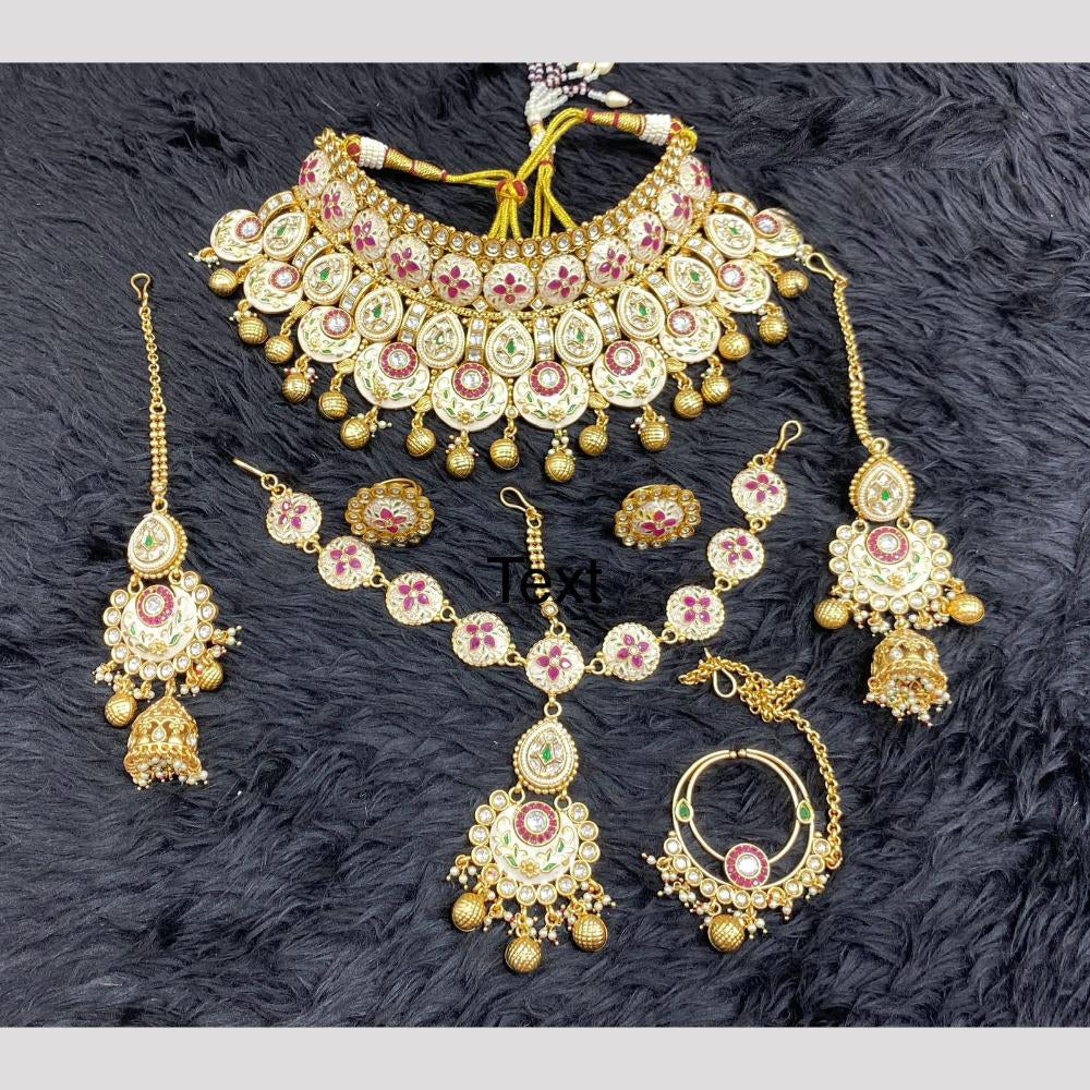 Dhiraj Sales Glamorous Kundan Beads Semi Bridal Necklace Set