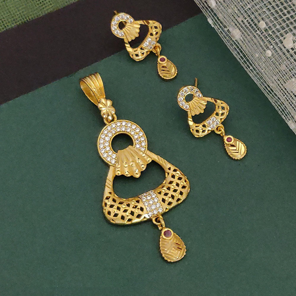 Ramdev Kangan Gold Plated Austrian Stone Pendant Set