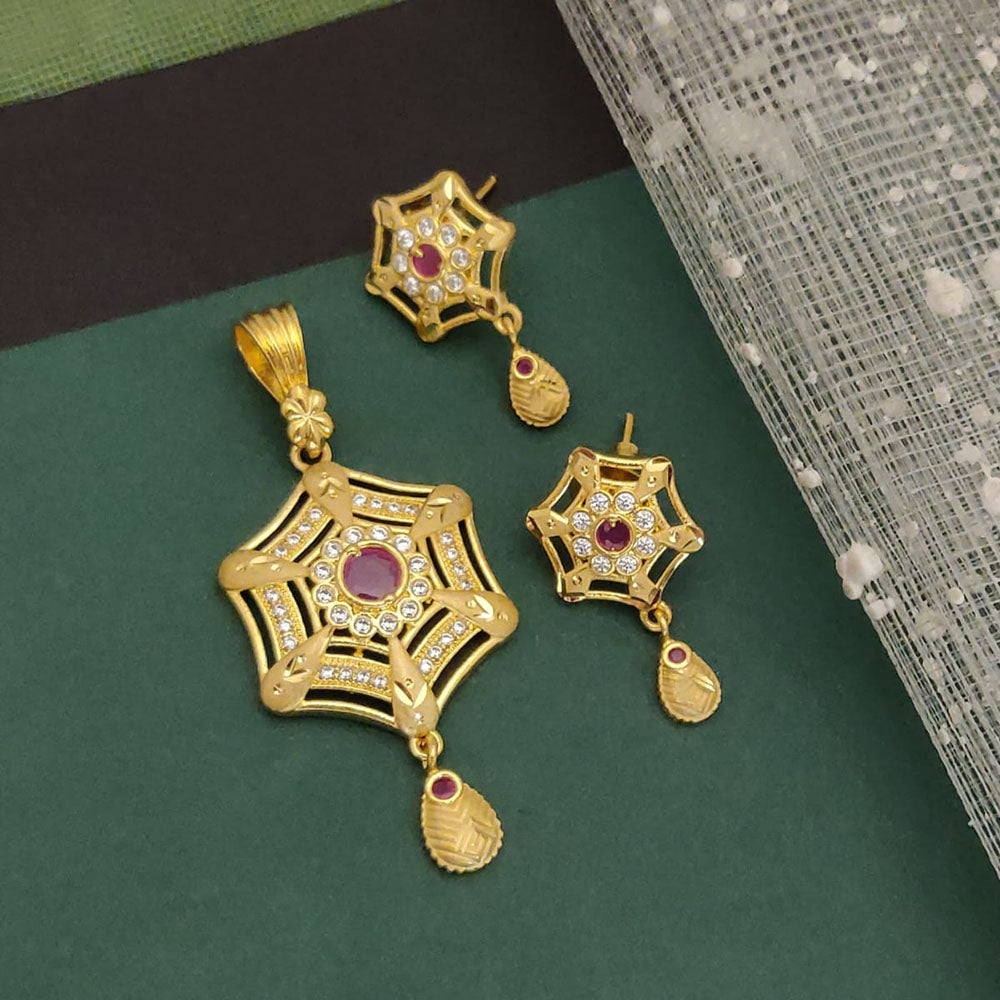 Ramdev Kangan Gold Plated Austrian Stone Pendant Set