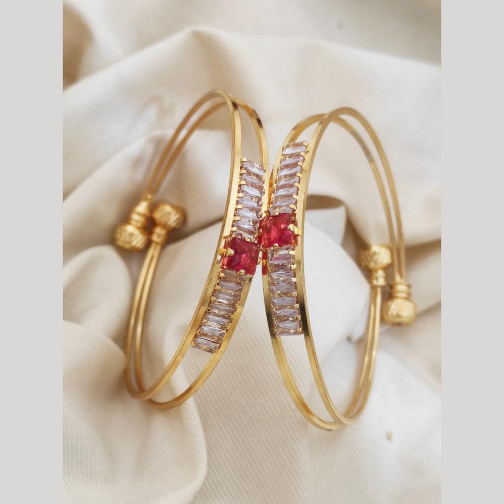 Khodiyar Gold Plated Crystal Stone Bangle Set