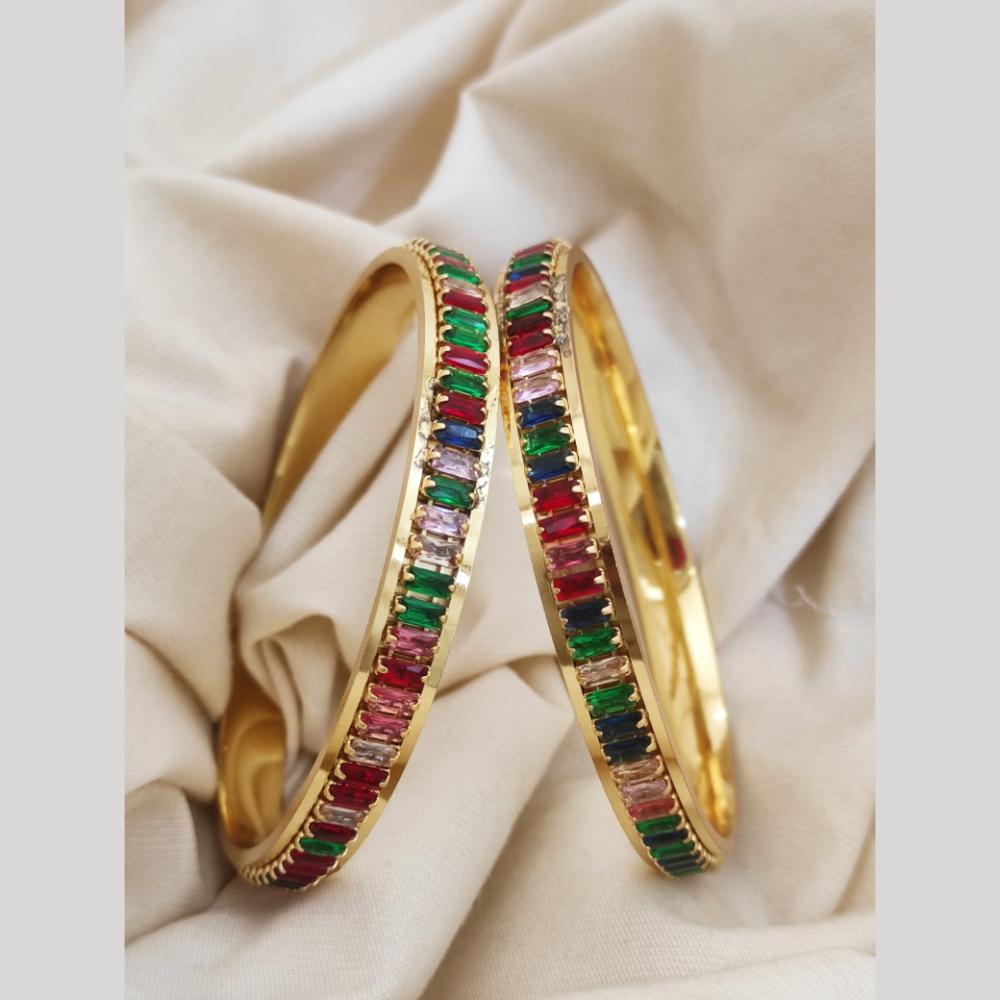 Khodiyar Gold Plated Crystal Stone Bangle Set