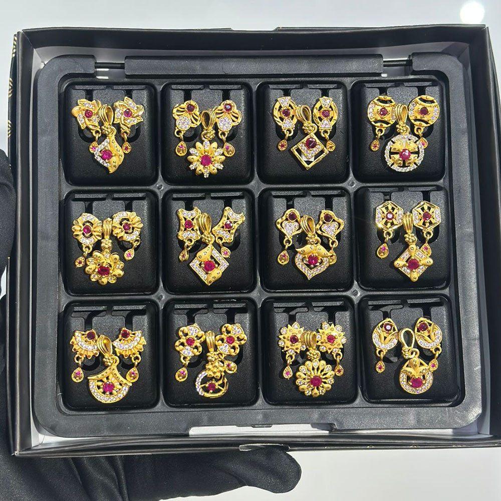 Pooja Sales Rajkot Premium Gold Plated Austrian Pendant Set