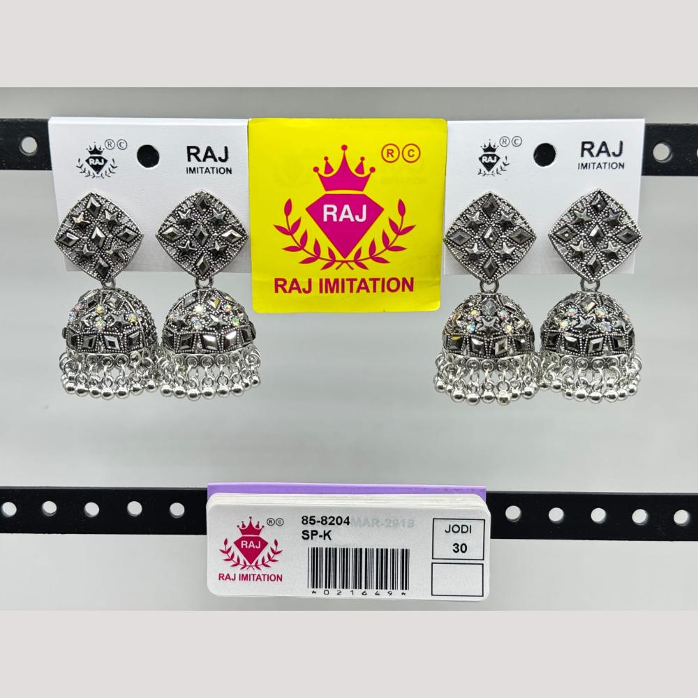 Raj Imitation Oxidised Austrian And Beads Jhumki Earrings