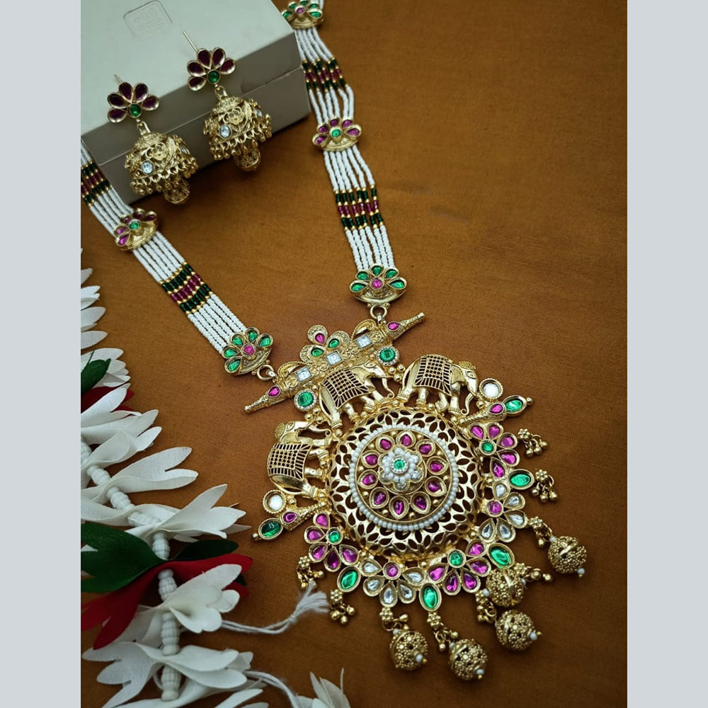 Tanish Art Jewellery Classic Pota Stone With Matching Earrings Necklace Set