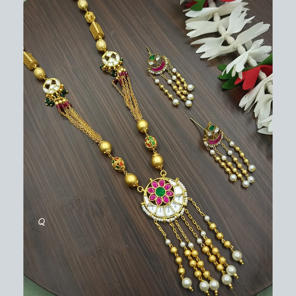 Tanish Art Jewellery Classic Pota Stone With Matching Earrings Necklace Set