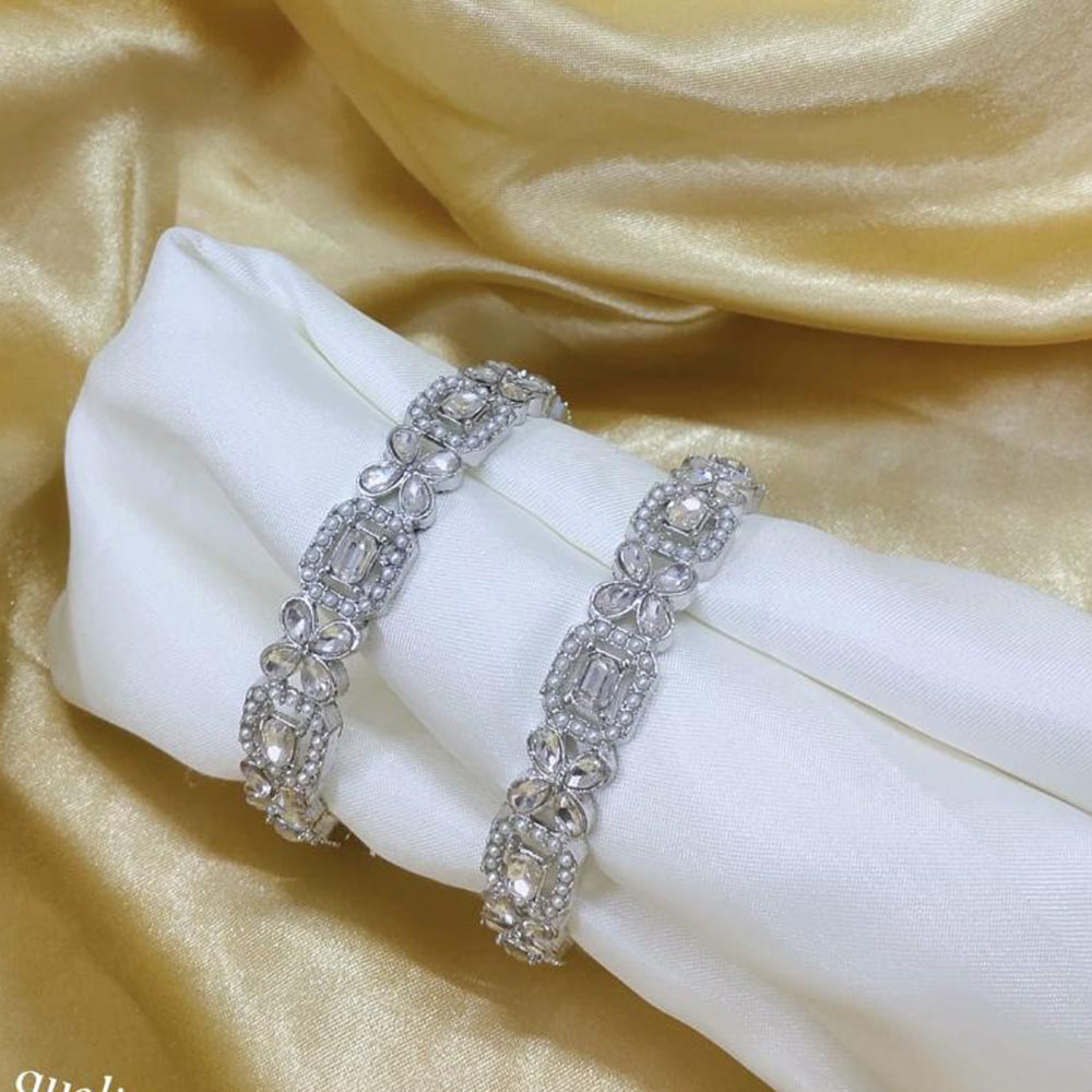 Tanish Art Jewellery Rhodium Crystal And Austrian Stone Bangles Set