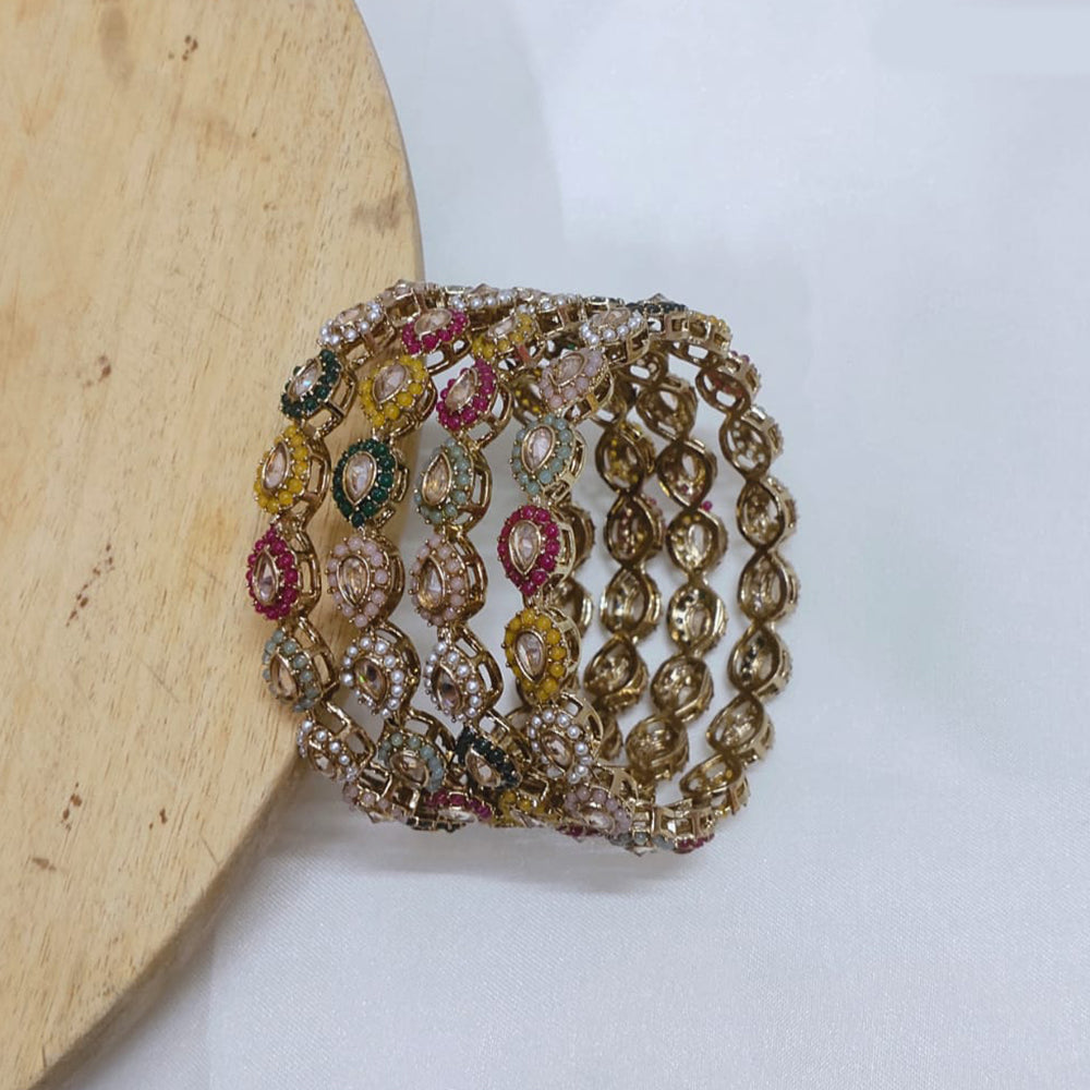 Tanish Art Jewellery Crystal And Pearl Bangles Set