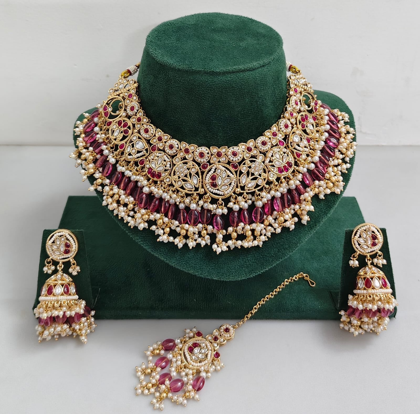 Tanish Art Jewellery Designer Kundan Beads And Pearl Necklace Set