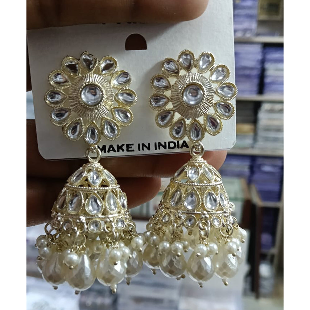 Tanish Art Jewellery Kundan And Pearl Jhumki Earrings