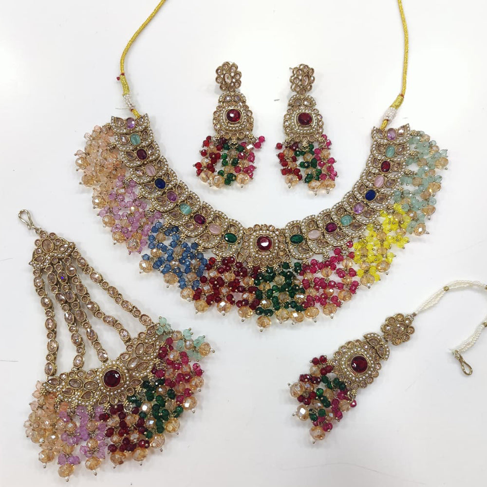 Tanish Art Jewellery Shimmering Crystal And Pearl Necklace Set