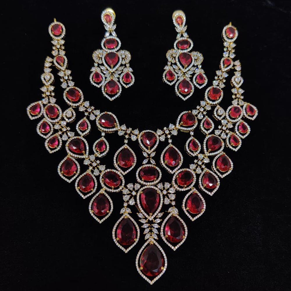 Tanish Art Jewellery Glamorous American Diamond Necklace Set