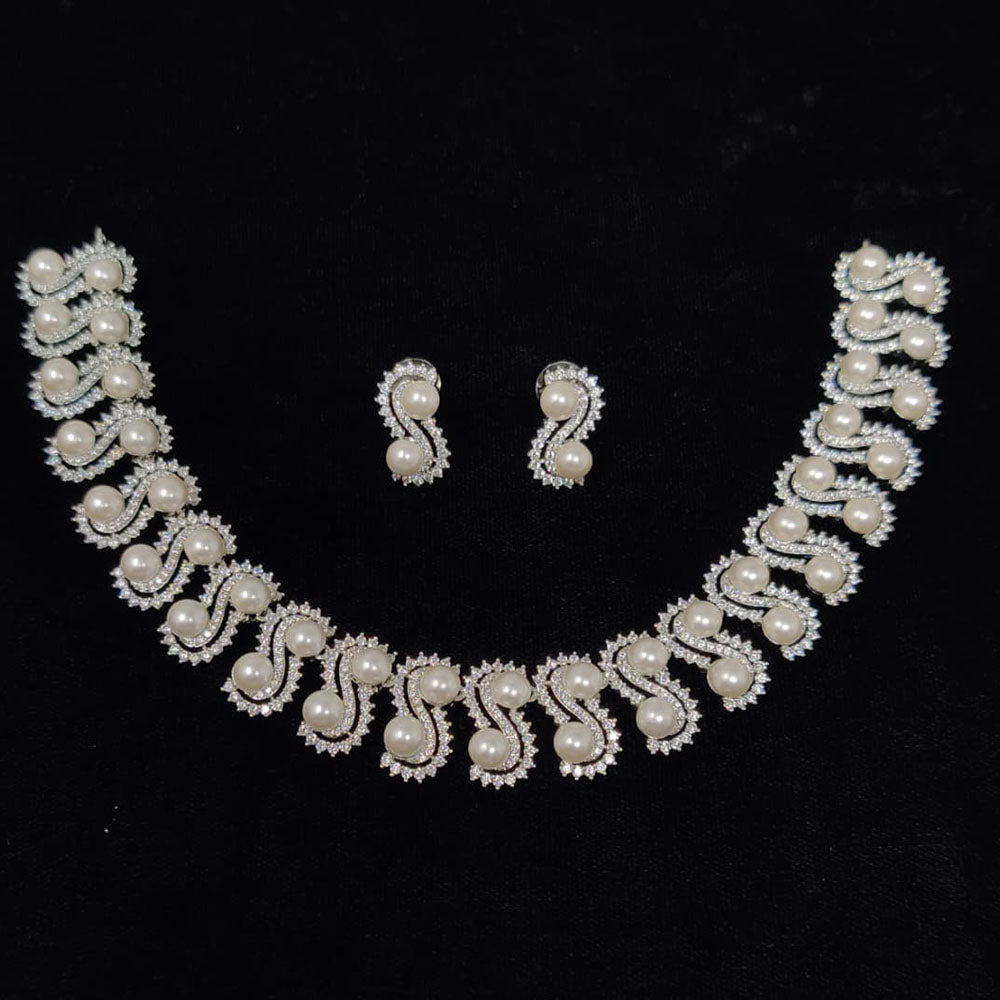 Tanish Art Jewellery Royal Austrian Stone And Pearl Necklace Set