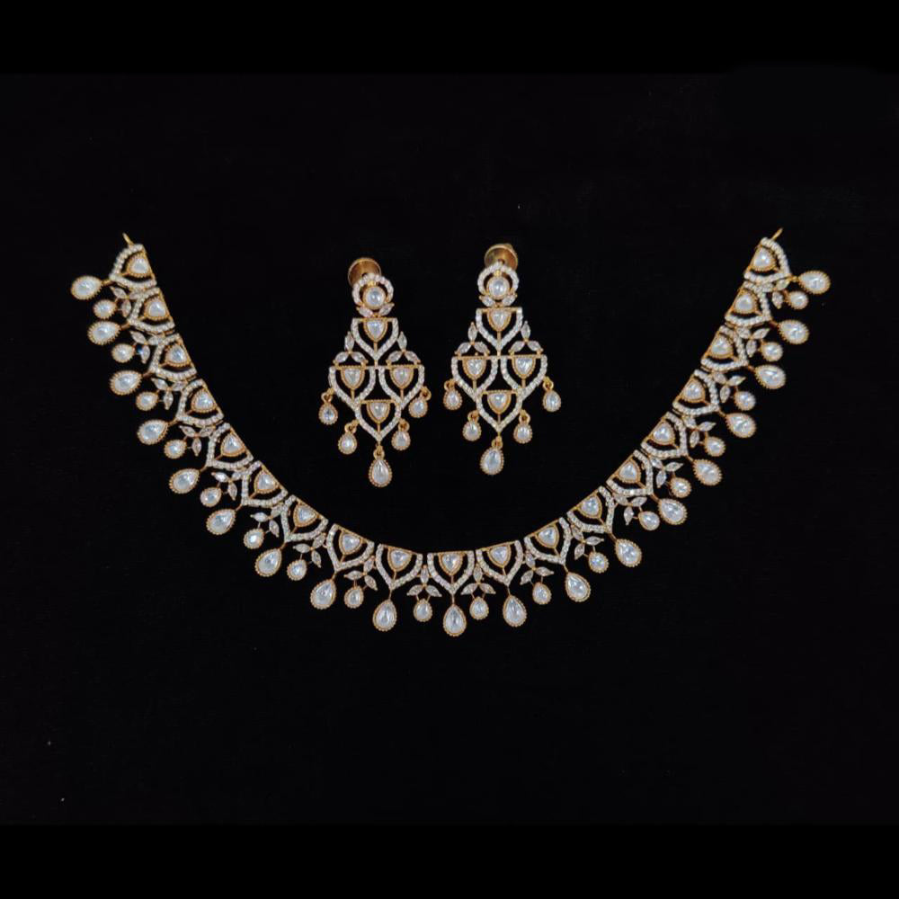 Tanish Art Jewellery Premium Polki Kundan And Austrian Stone Necklace Set