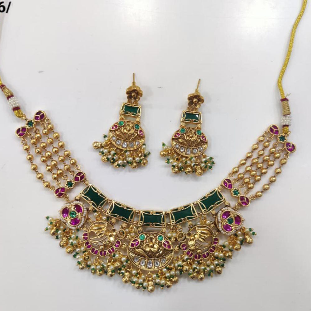 Tanish Art Jewellery Royal Pota Stone And Pearl Necklace Set