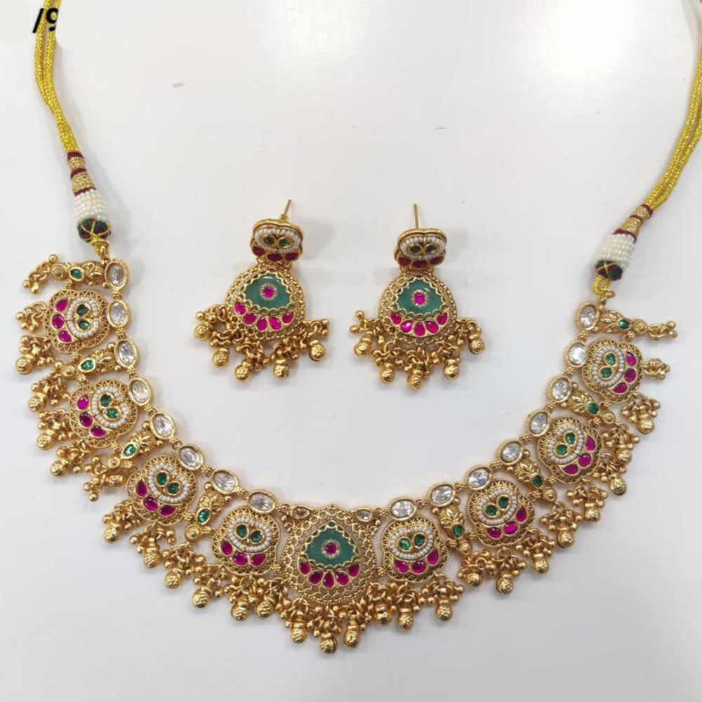 Tanish Art Jewellery Royal Pota Stone And Pearl Necklace Set