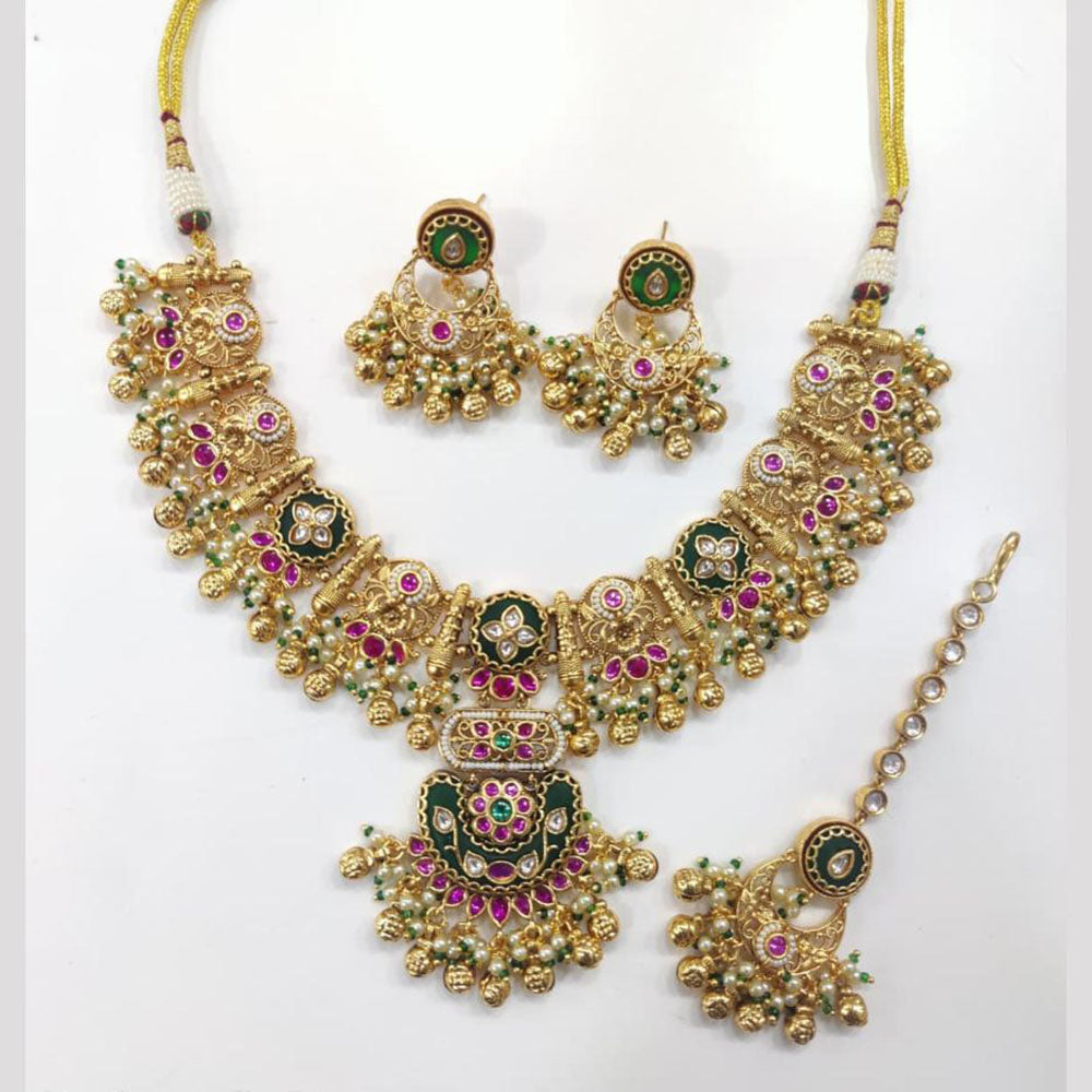 Tanish Art Jewellery Royal Pota Stone And Pearl Necklace Set