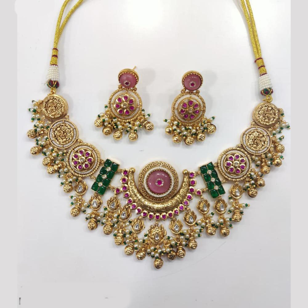 Tanish Art Jewellery Royal Pota Stone And Pearl Necklace Set