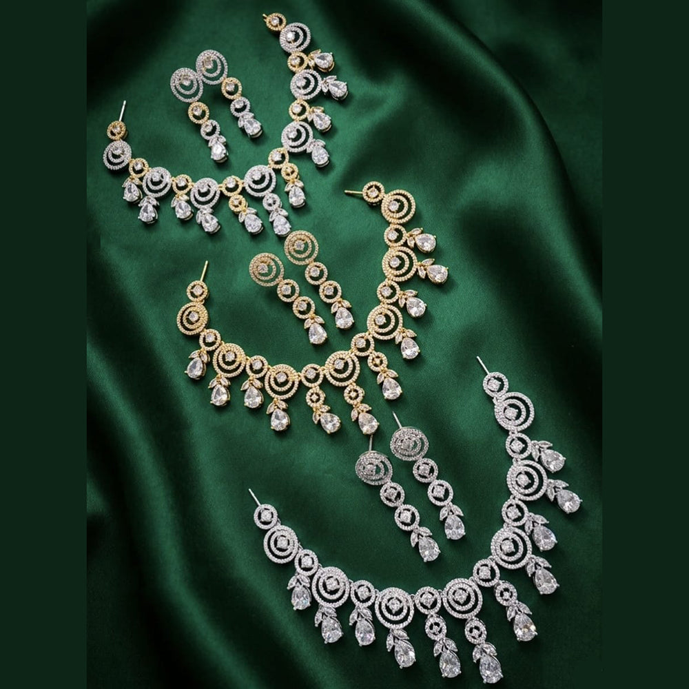 Tanish Art Jewellery Trendy American Diamond Necklace Set