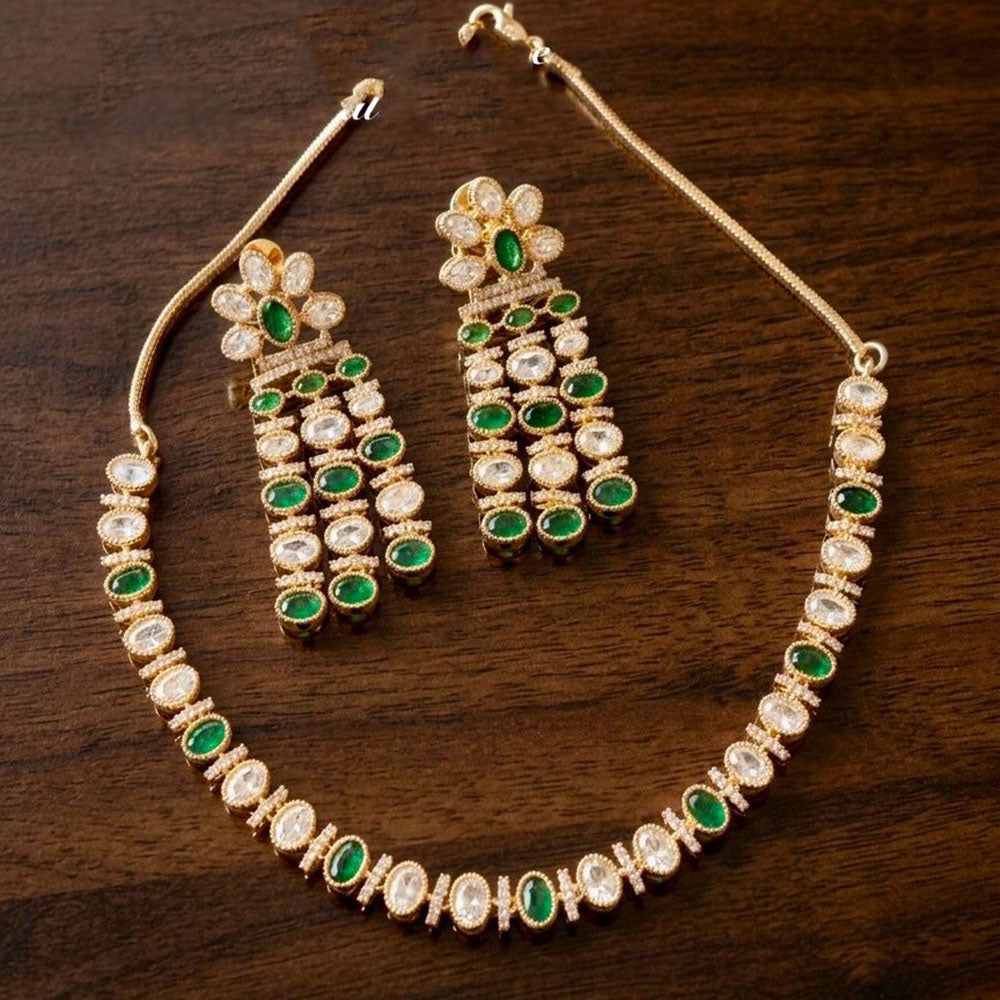 Tanish Art Jewellery Premium Pota Stone Ethnic Necklace Set