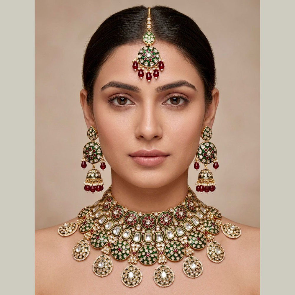 Tanish Art Jewellery Heritage Kundan Stone And Pearl Bridal Choker Necklace Set