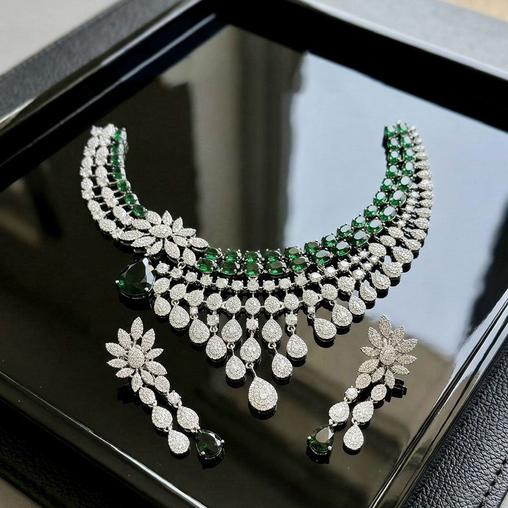 Tanish Art Jewellery Glamorous American Diamond Necklace Set