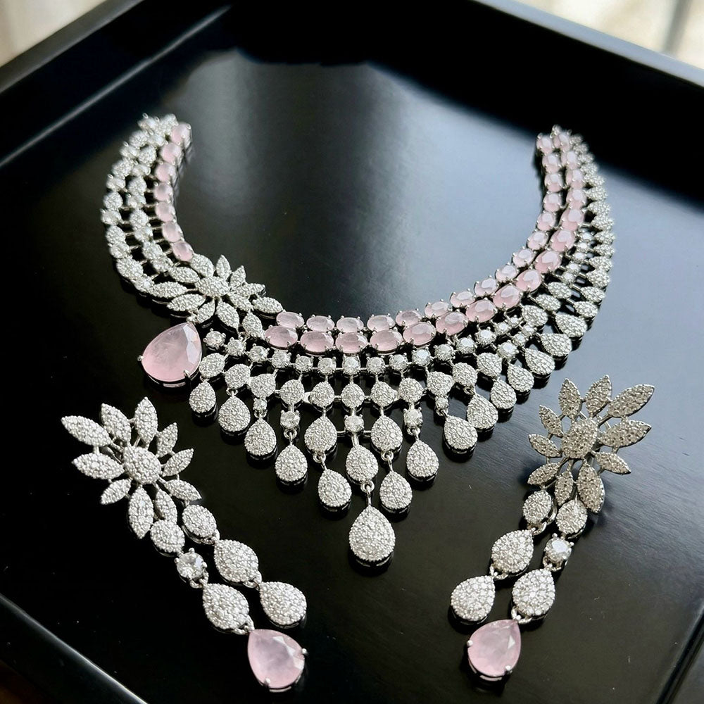Tanish Art Jewellery Glamorous American Diamond Necklace Set
