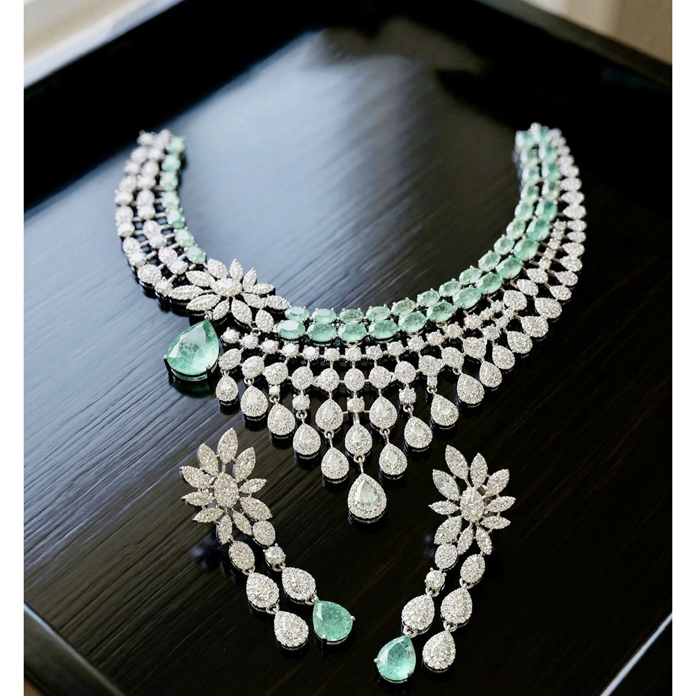 Tanish Art Jewellery Glamorous American Diamond Necklace Set