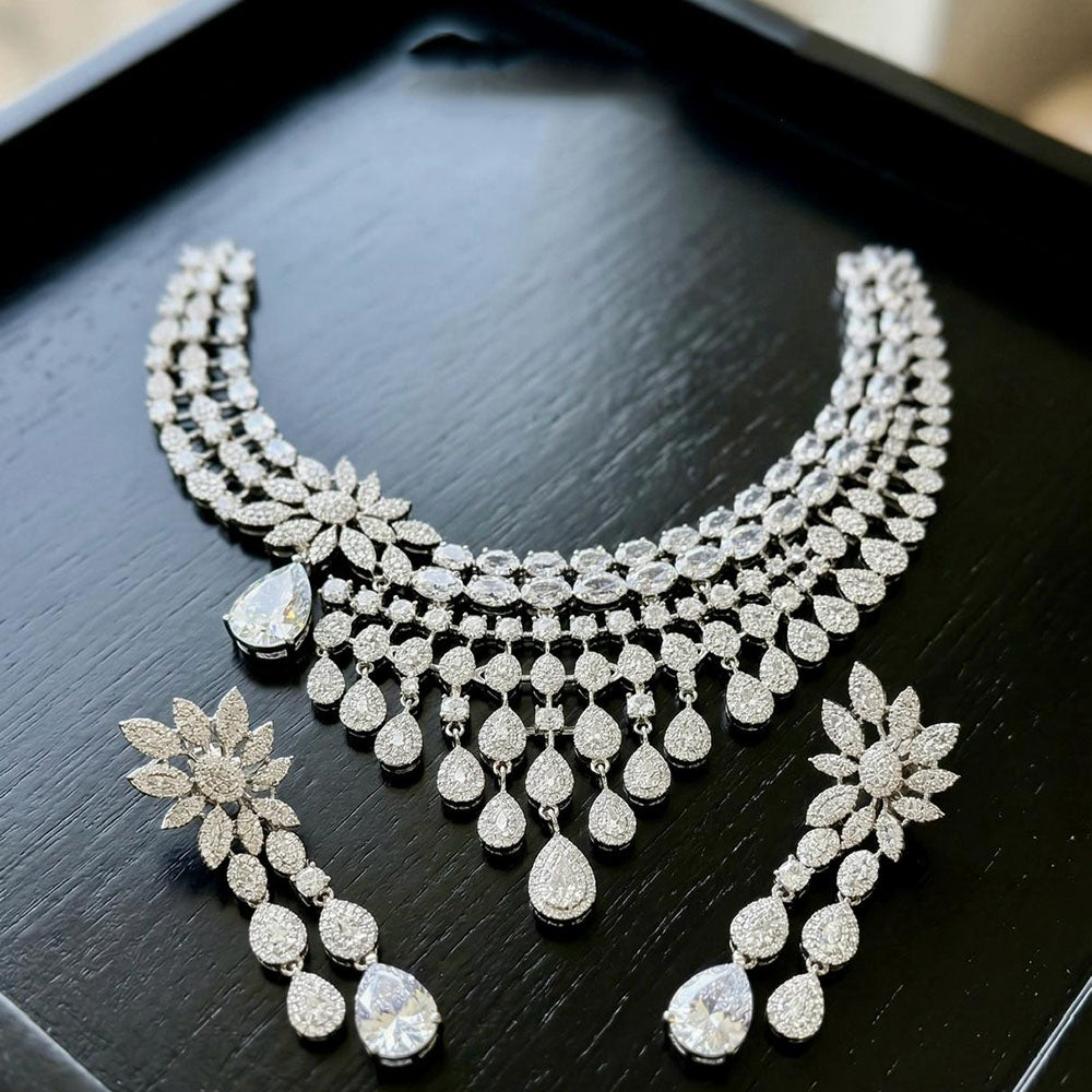 Tanish Art Jewellery Glamorous American Diamond Necklace Set