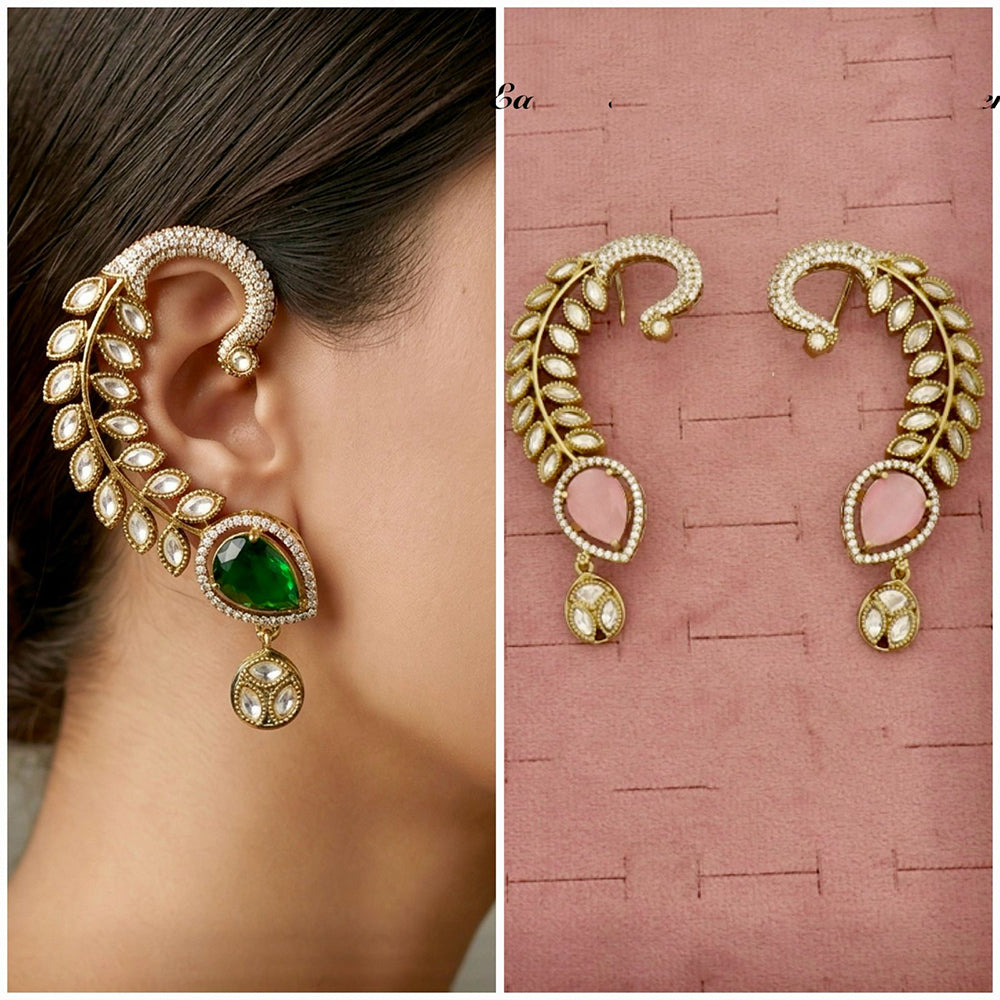 Tanish Art Jewellery Royal American Diamond Earcuff Dangler Earrings