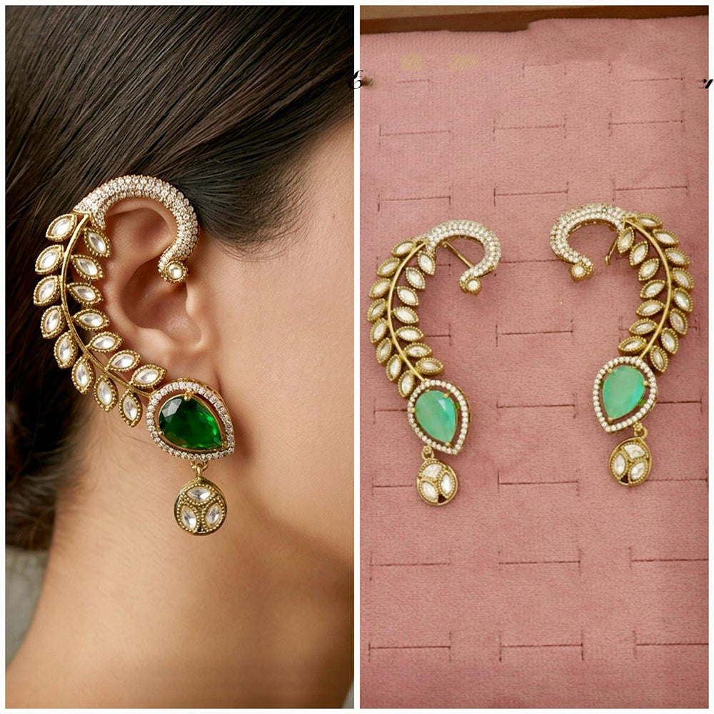 Tanish Art Jewellery Royal American Diamond Earcuff Dangler Earrings