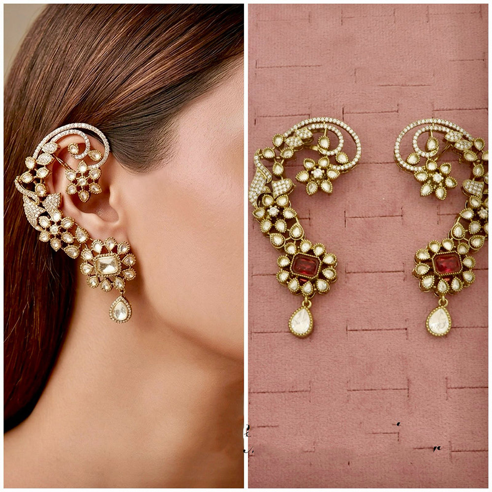 Tanish Art Jewellery Royal American Diamond Earcuff Dangler Earrings