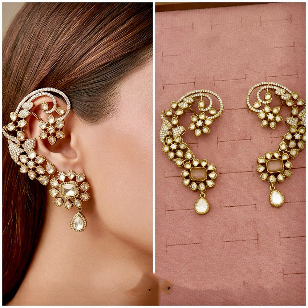 Tanish Art Jewellery Royal American Diamond Earcuff Dangler Earrings