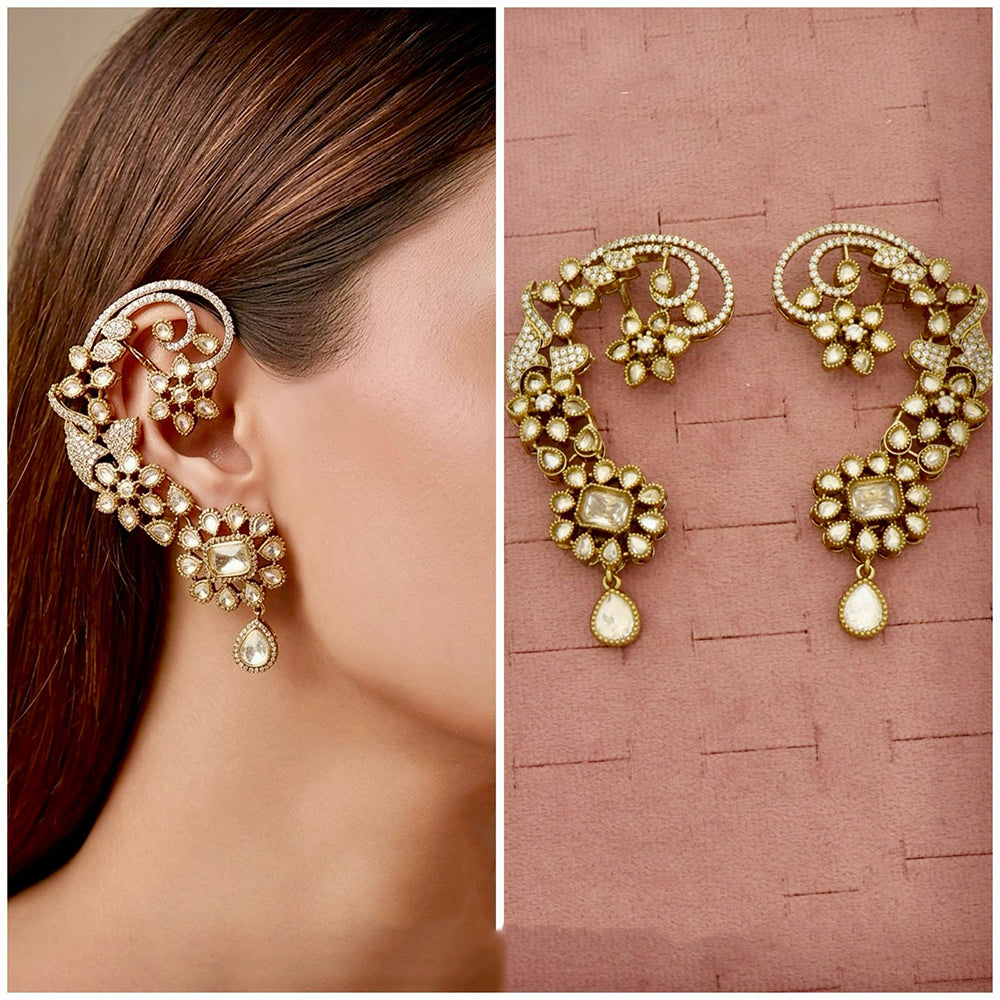 Tanish Art Jewellery Royal American Diamond Earcuff Dangler Earrings