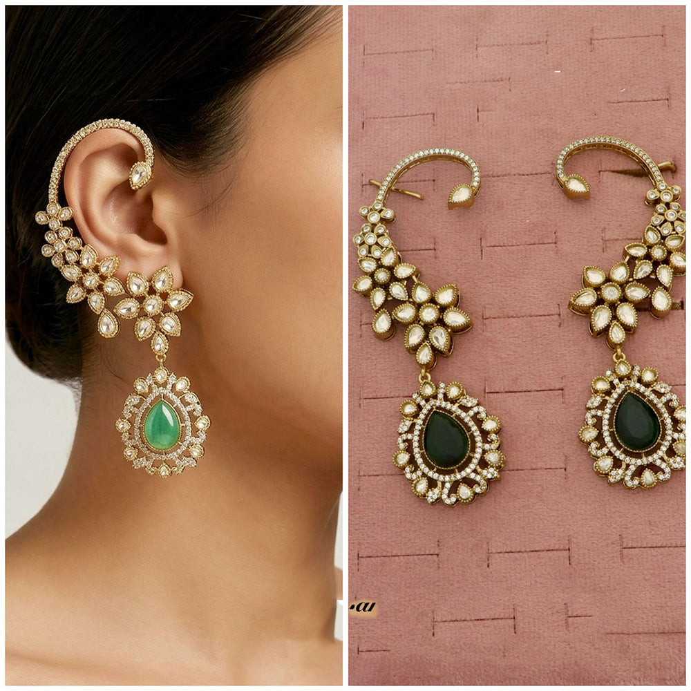 Tanish Art Jewellery Royal American Diamond Earcuff Dangler Earrings