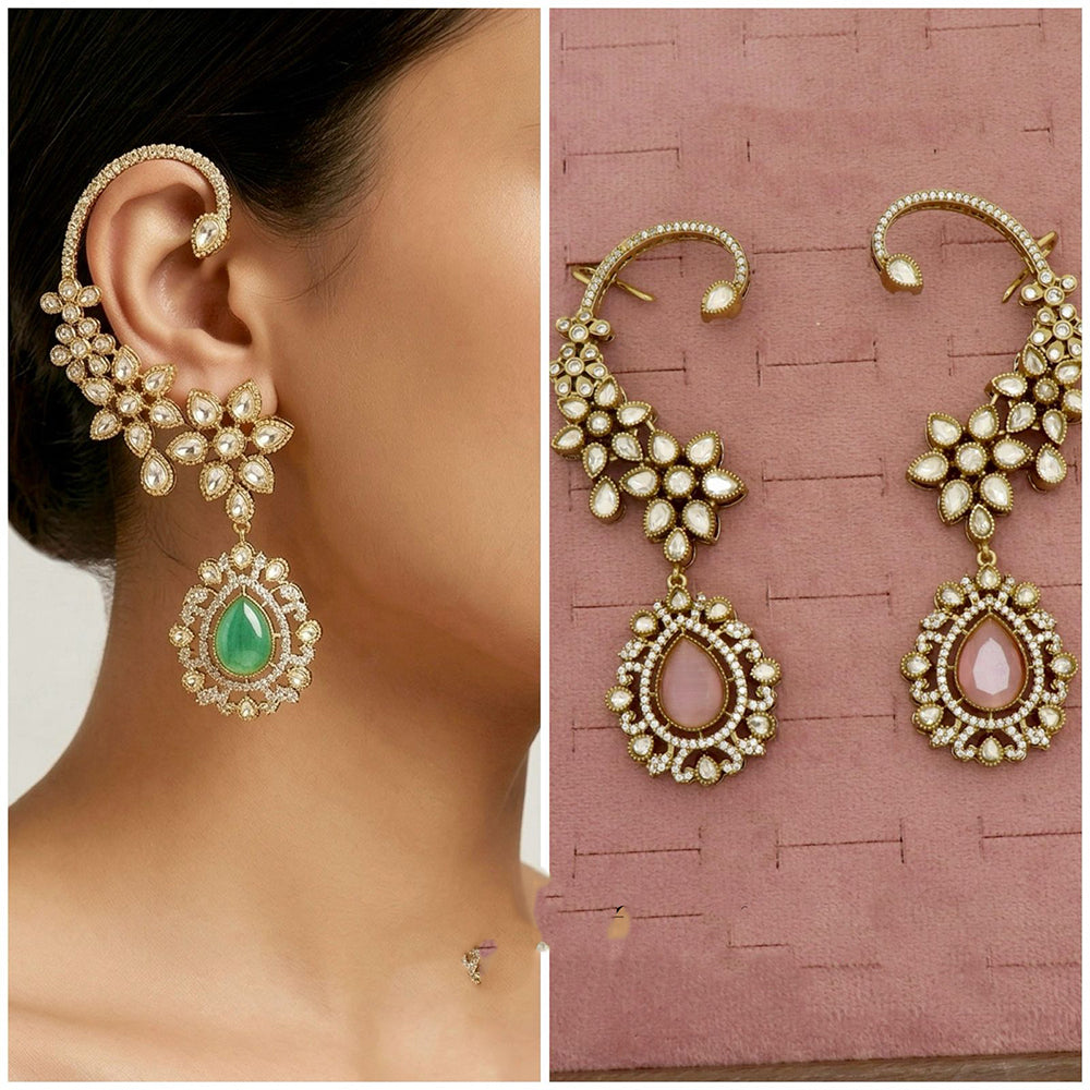 Tanish Art Jewellery Royal American Diamond Earcuff Dangler Earrings