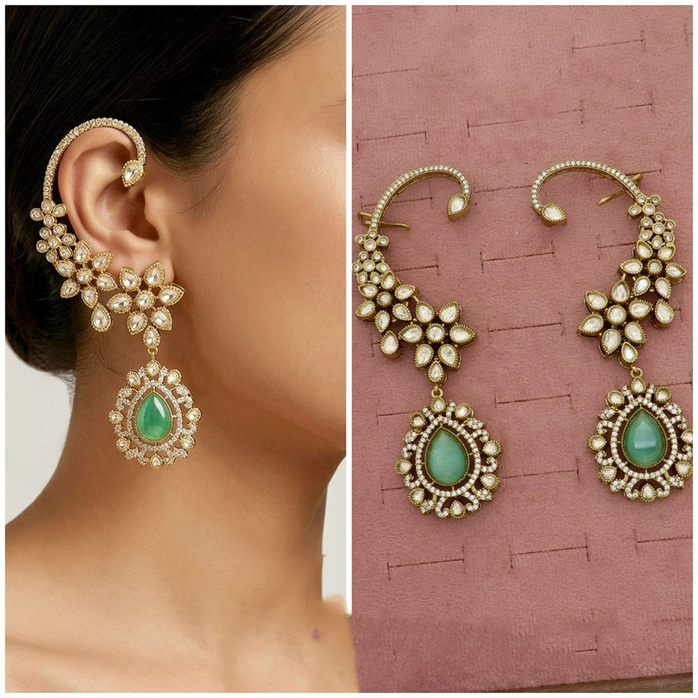 Tanish Art Jewellery Royal American Diamond Earcuff Dangler Earrings