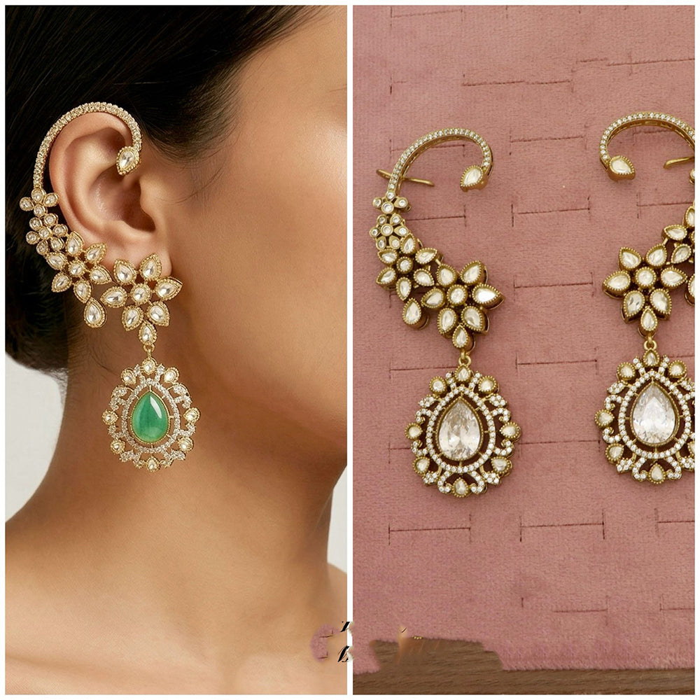 Tanish Art Jewellery Royal American Diamond Earcuff Dangler Earrings