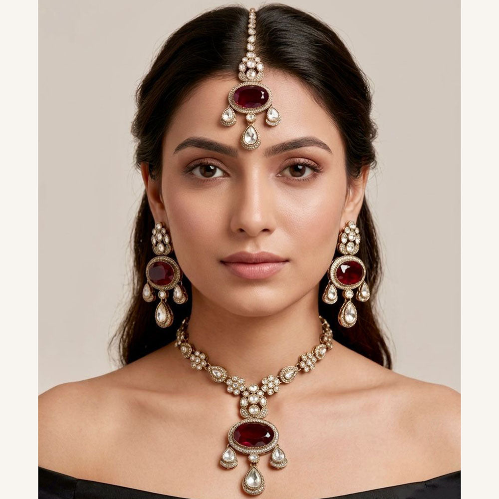 Tanish Art Jewellery Pota Stone Necklace Set