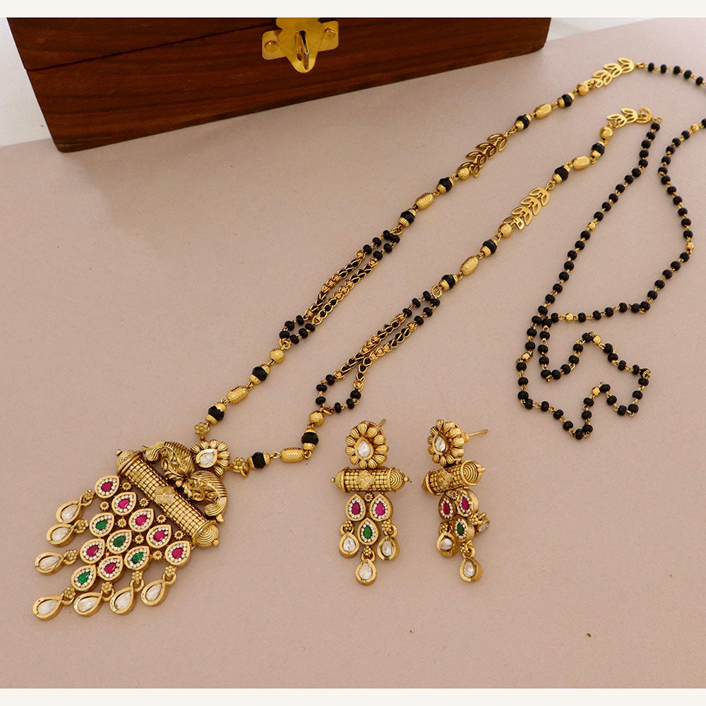 Tanish Art Jewellery Classic Pota Stone And Black Beaded Mangalsutra