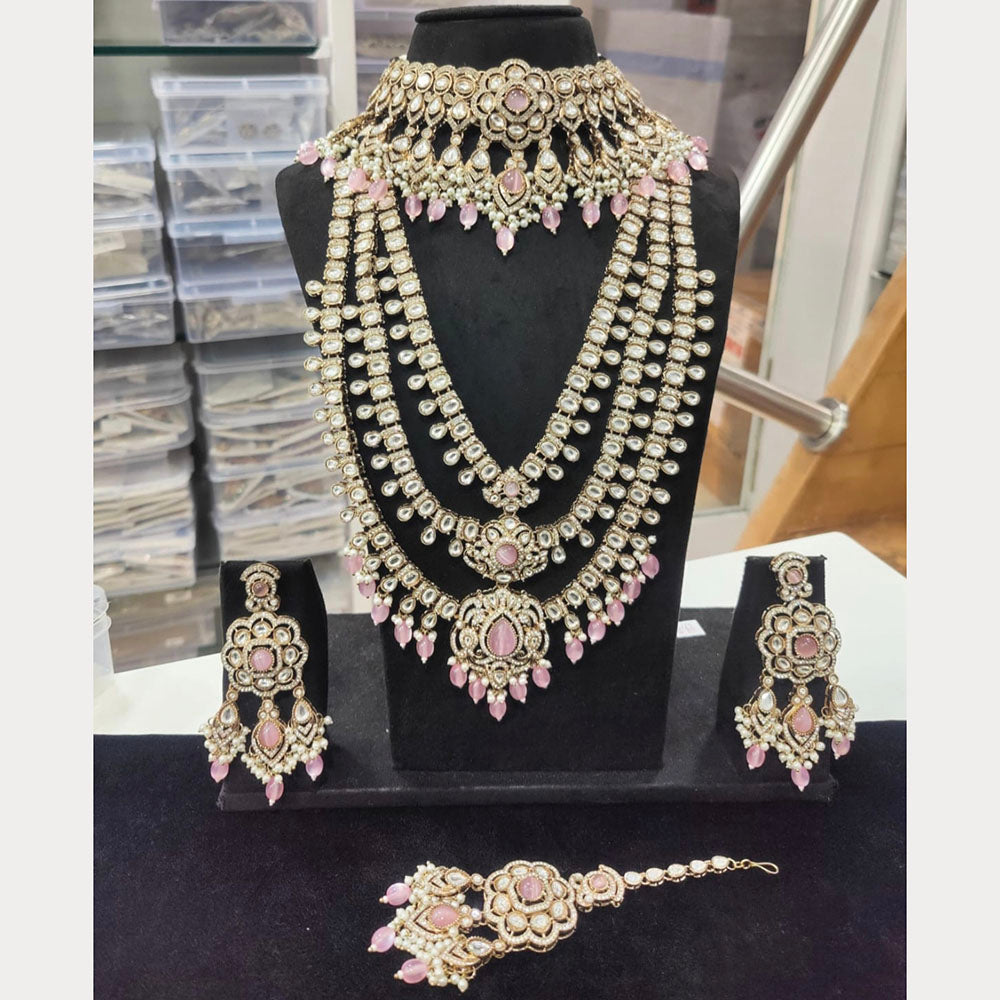 Tanish Art Jewellery Grand Polki Kundan Pearl And Beads Double Necklace Set