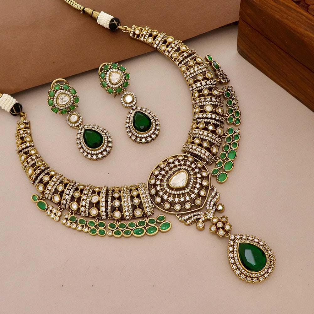 Tanish Art Jewellery Traditional Polki Kundan And Austrian Stone Necklace Set