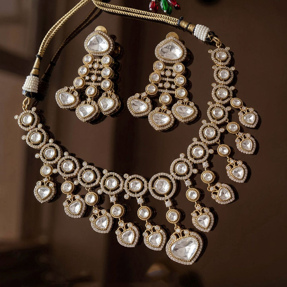 Tanish Art Jewellery Designer Pota And Polki Kundan Stone Necklace Set