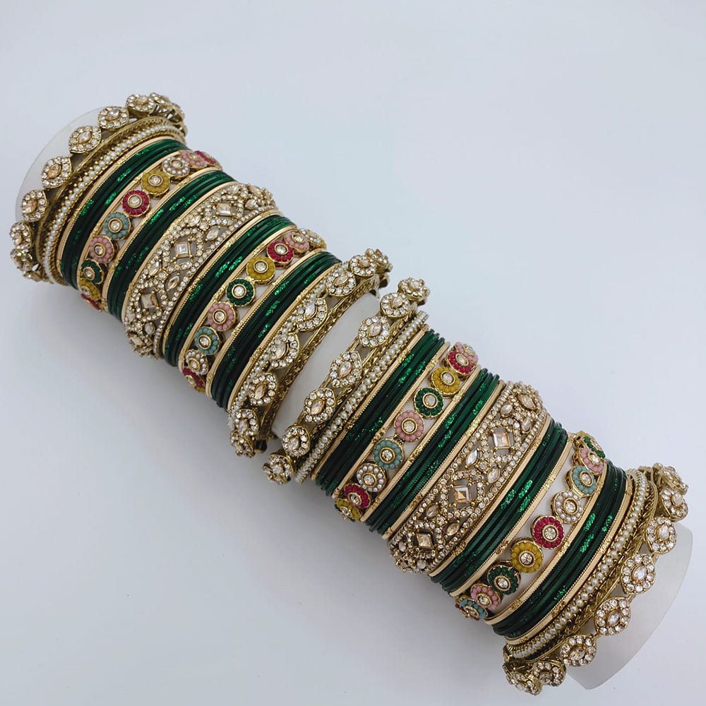 Tanish Art Jewellery Austrian Stone And Pearl Bridal Bangles Set