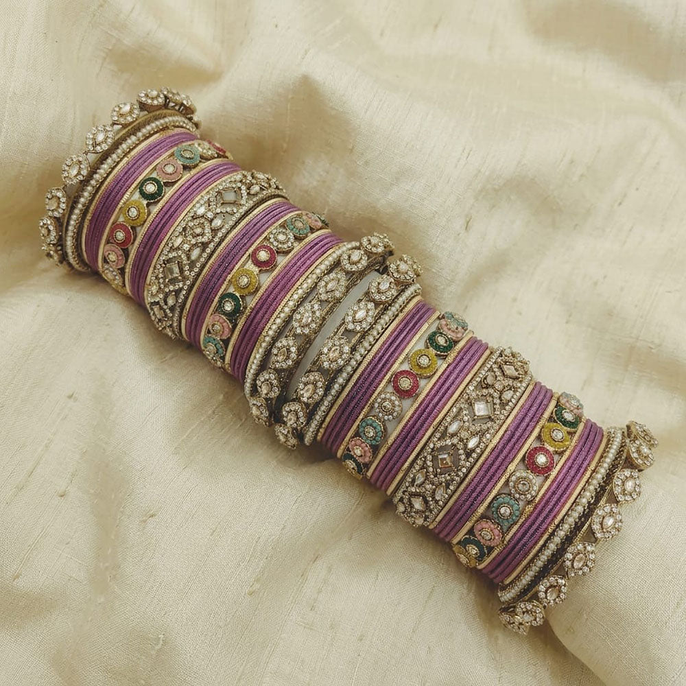 Tanish Art Jewellery Austrian Stone And Pearl Bridal Bangles Set